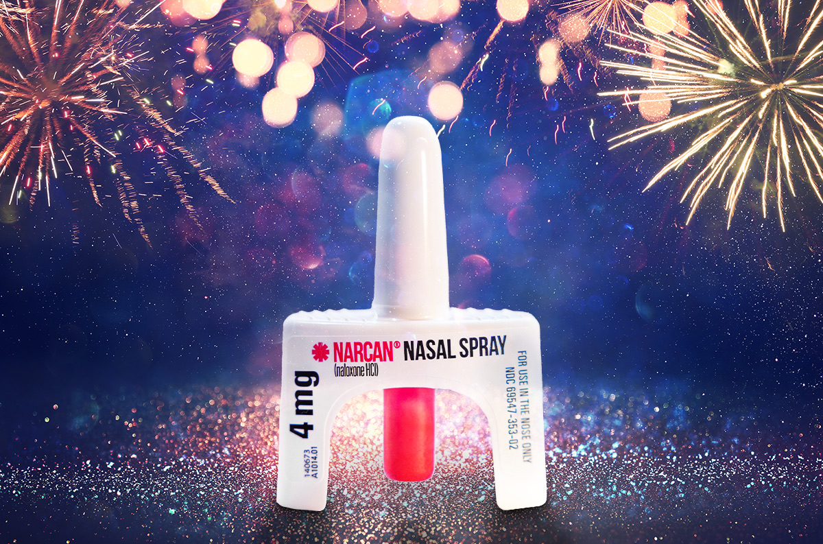 Narcan with fireworks for the New Year